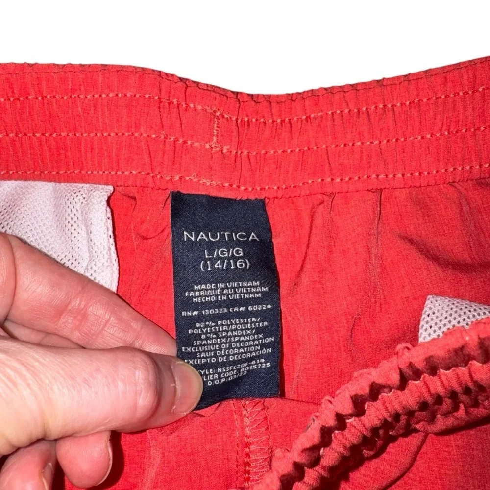 Nautica Boy's L Large (14-16) Board Shorts Swim Trunks Elastic Waist w. Pockets